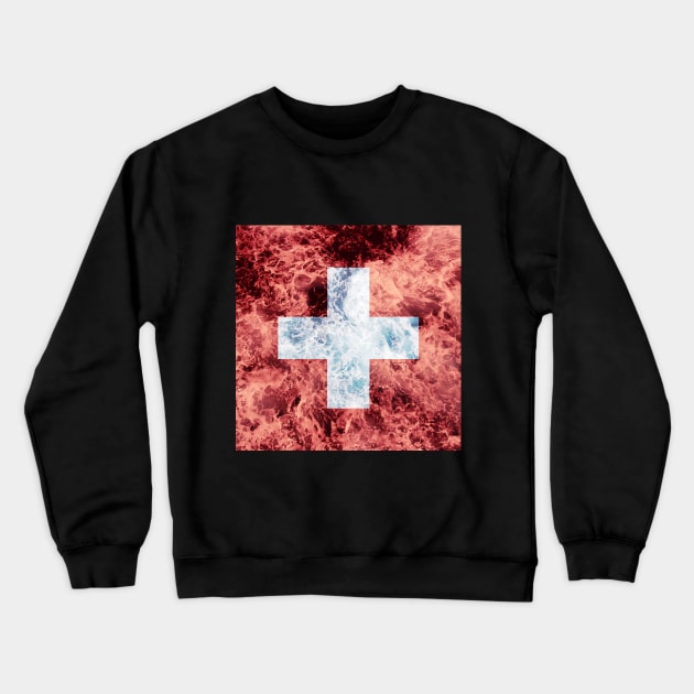 Flag of Switzerland – Ocean Waves Crewneck Sweatshirt by DrPen